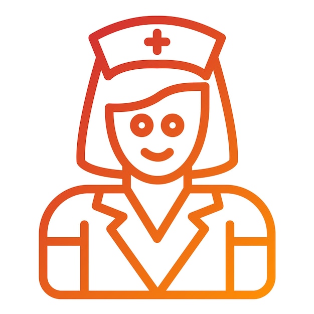Diseño vectorial en el estilo del icono de la enfermera en el hogar