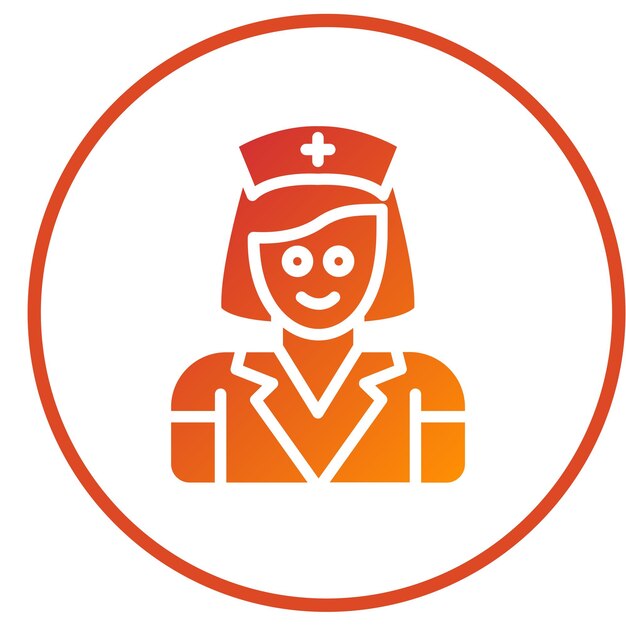 Diseño vectorial en el estilo del icono de la enfermera en el hogar