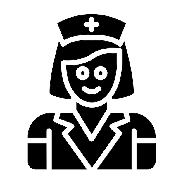 Diseño vectorial en el estilo del icono de la enfermera en el hogar