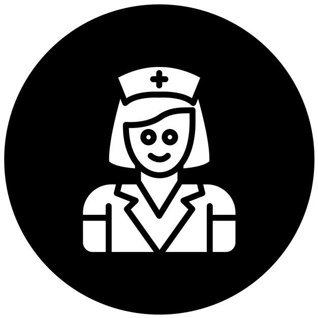 Diseño vectorial en el estilo del icono de la enfermera en el hogar
