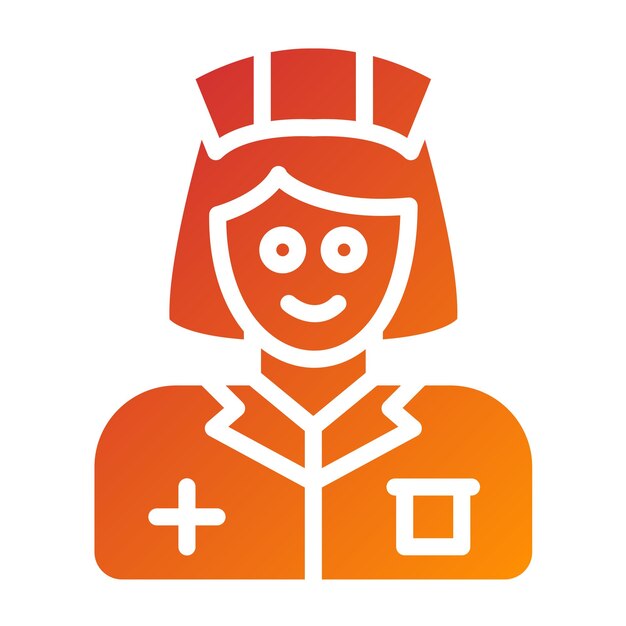 Diseño vectorial Estilo del icono de la enfermera de parto y la partera