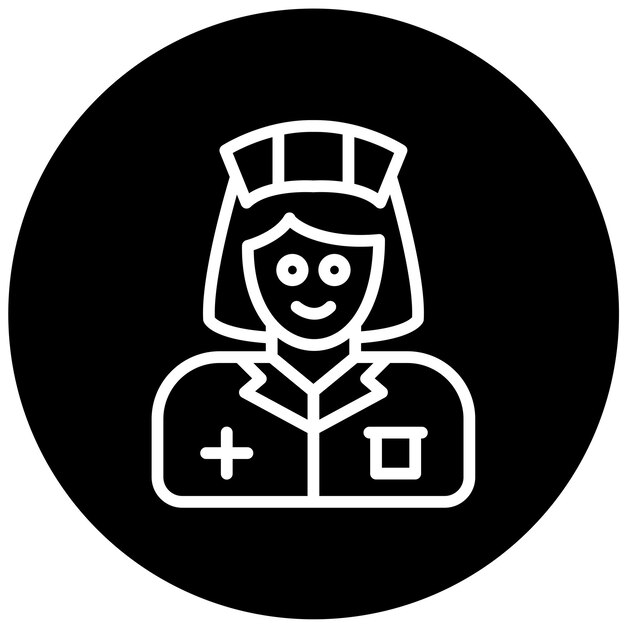 Diseño vectorial Estilo del icono de la enfermera de parto y la partera
