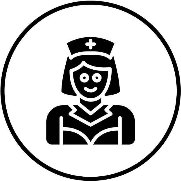 Diseño vectorial Estilo del icono de la enfermera registrada