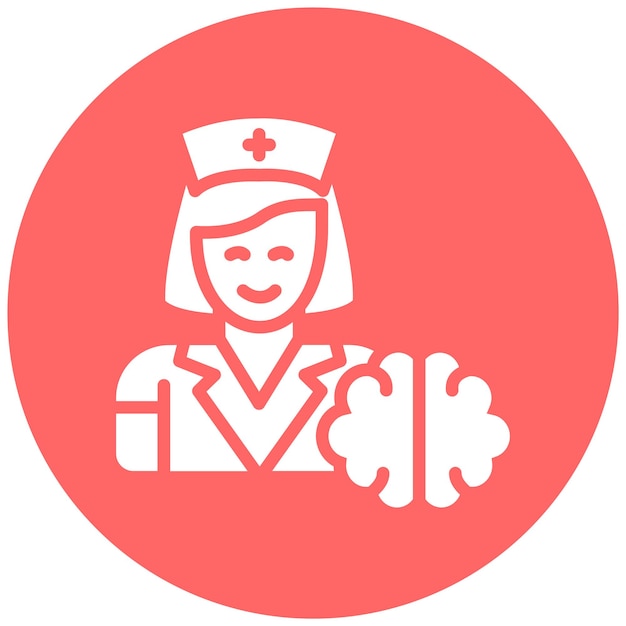 Diseño vectorial Estilo del icono de la enfermera de salud mental