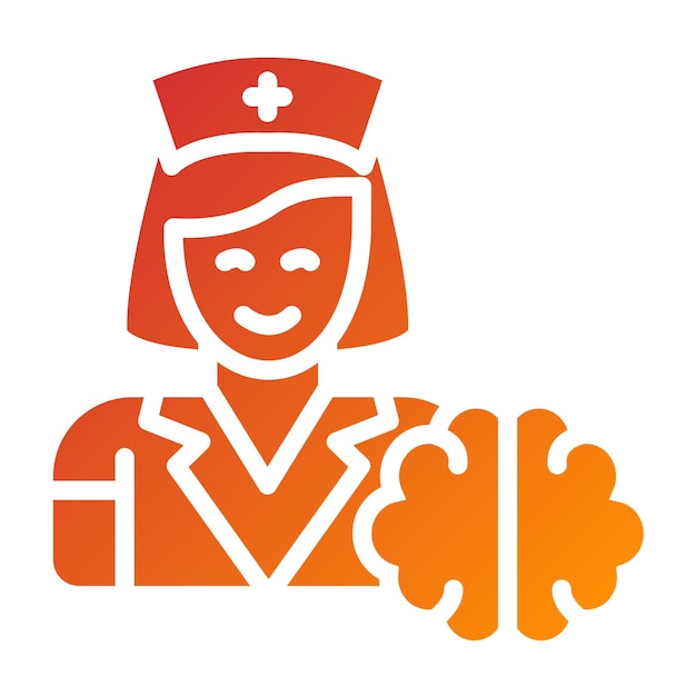 Diseño vectorial Estilo del icono de la enfermera de salud mental