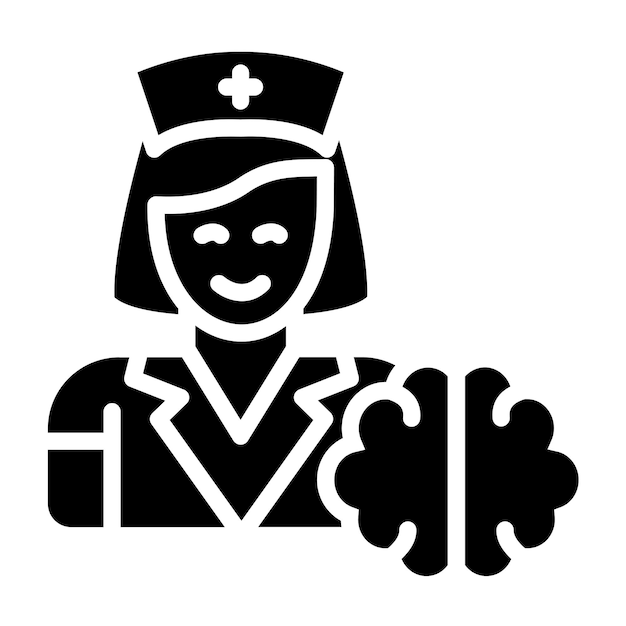 Diseño vectorial Estilo del icono de la enfermera de salud mental