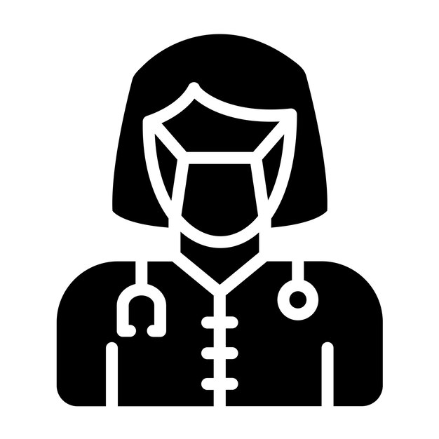Diseño vectorial del estilo del icono de la enfermera de la UCI