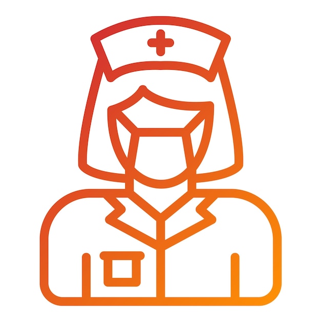 Diseño vectorial del estilo del icono de la enfermera de urgencias