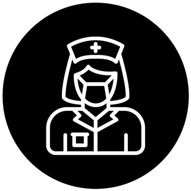 Diseño vectorial del estilo del icono de la enfermera de urgencias