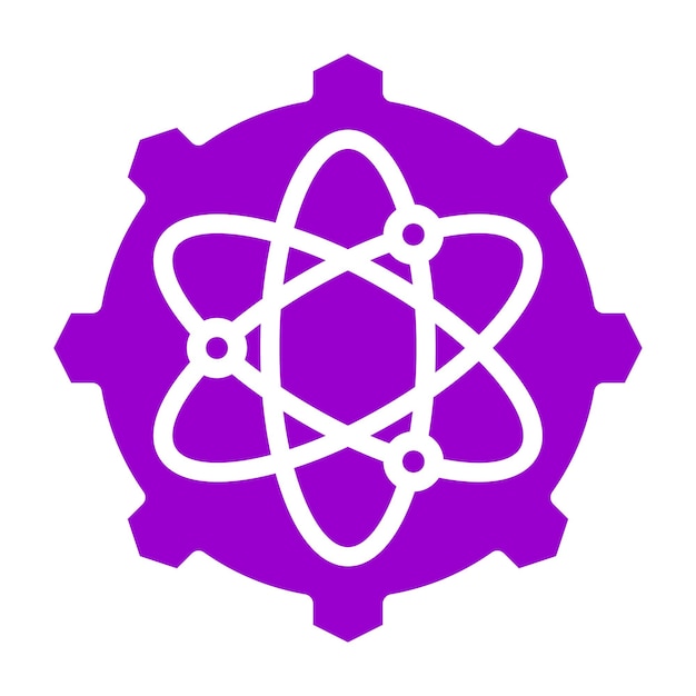 Diseño vectorial Estilo del icono del engranaje cuántico