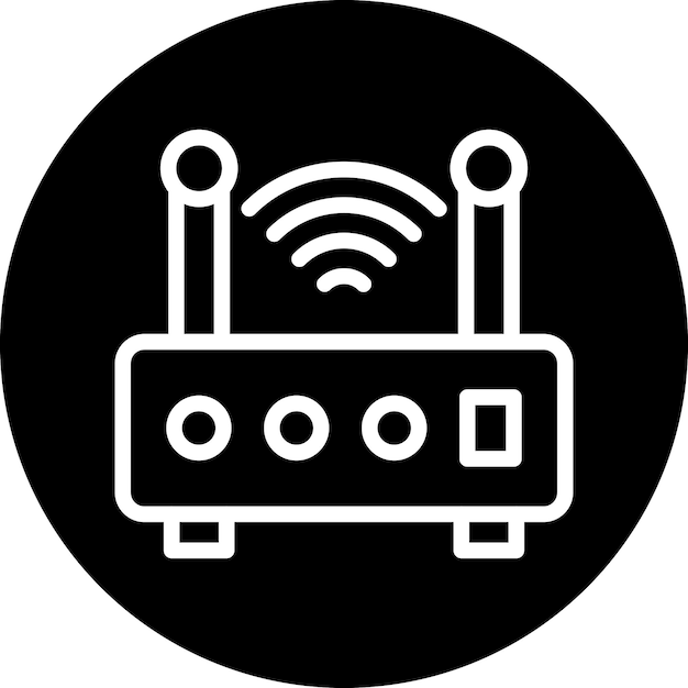 Diseño vectorial del estilo del icono del enrutador inalámbrico