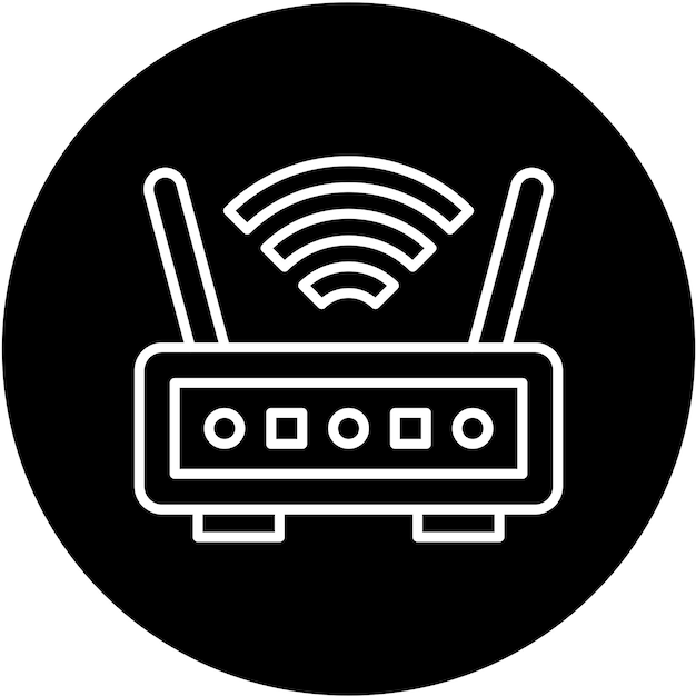 Diseño vectorial del estilo del icono del enrutador inalámbrico