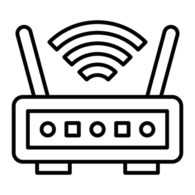 Diseño vectorial del estilo del icono del enrutador inalámbrico