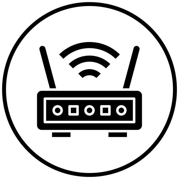 Diseño vectorial del estilo del icono del enrutador inalámbrico