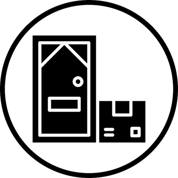 Diseño vectorial Estilo del icono de entrega de la puerta