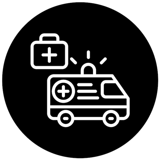 Diseño vectorial del estilo del icono de envío de ambulancias