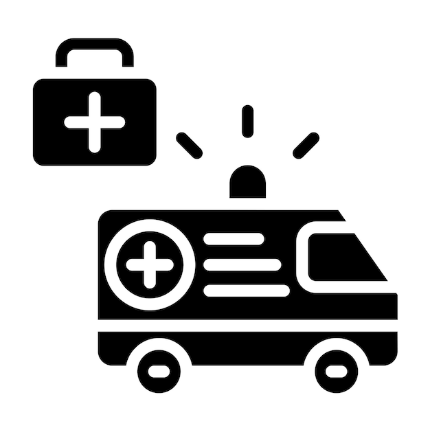 Diseño vectorial del estilo del icono de envío de ambulancias