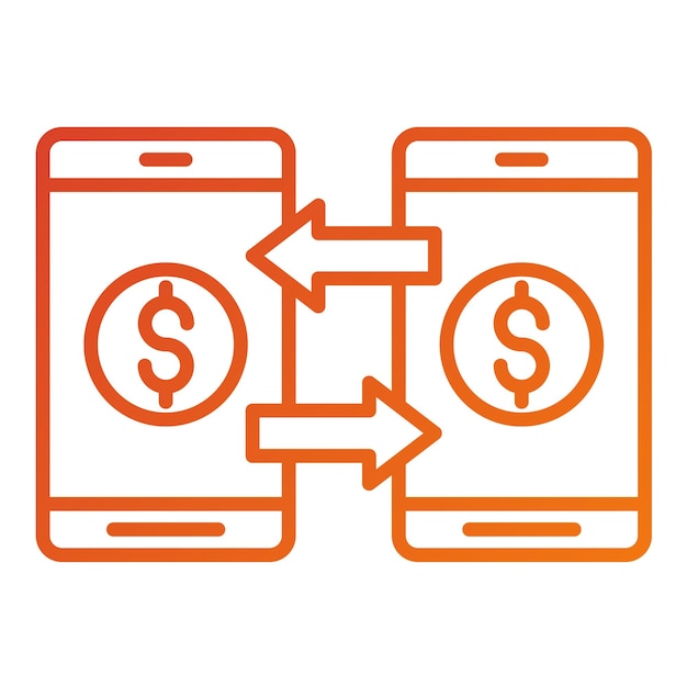 Diseño vectorial Estilo del icono de envío de dinero móvil