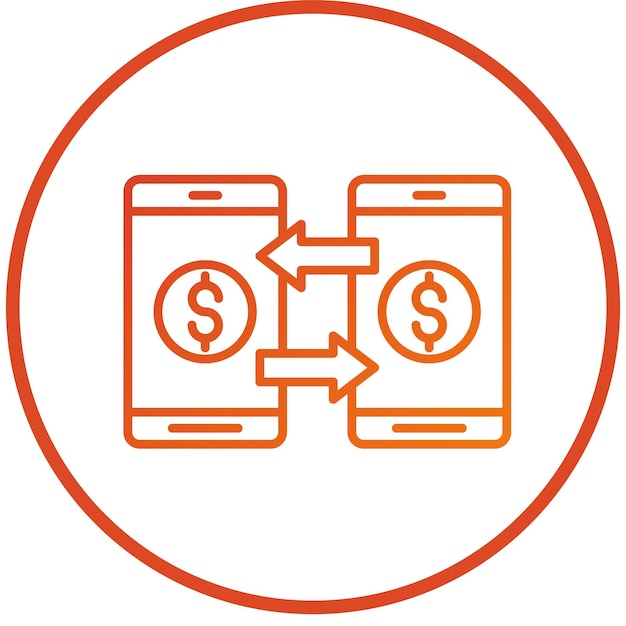 Diseño vectorial Estilo del icono de envío de dinero móvil