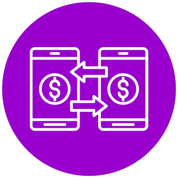 Diseño vectorial Estilo del icono de envío de dinero móvil