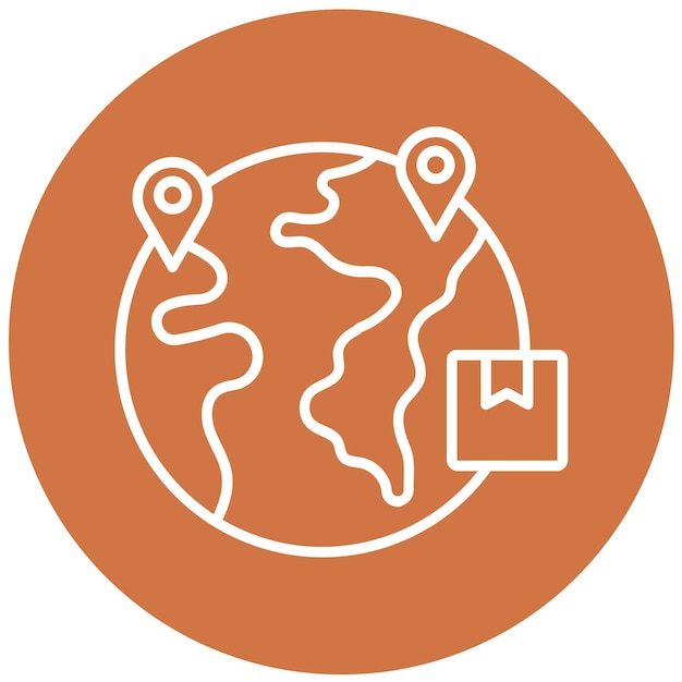 Diseño vectorial de estilo de icono de envío en todo el mundo