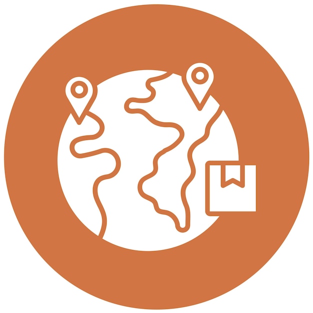 Diseño vectorial de estilo de icono de envío en todo el mundo