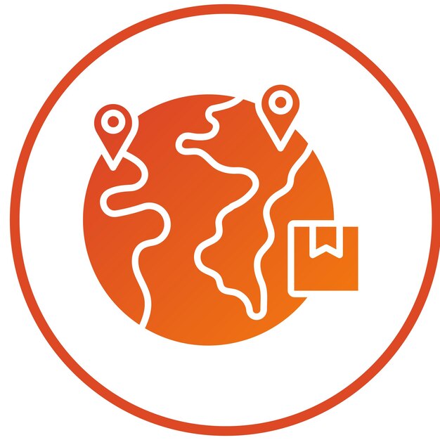 Diseño vectorial de estilo de icono de envío en todo el mundo