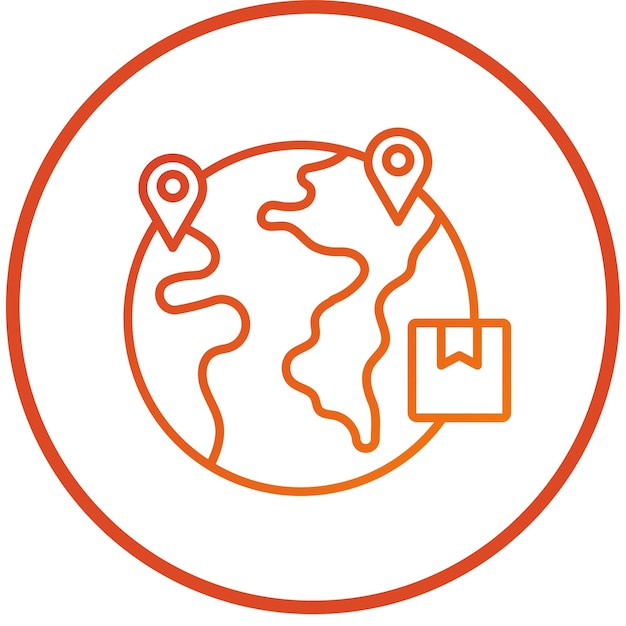 Diseño vectorial de estilo de icono de envío en todo el mundo