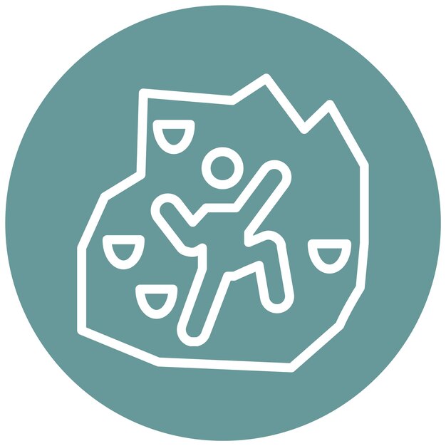 Diseño vectorial de estilo de icono de escalada en roca interior