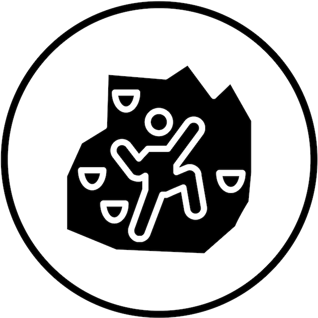 Diseño vectorial de estilo de icono de escalada en roca interior