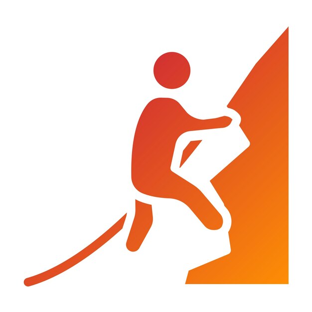 Diseño vectorial de estilo de icono de escalada en roca