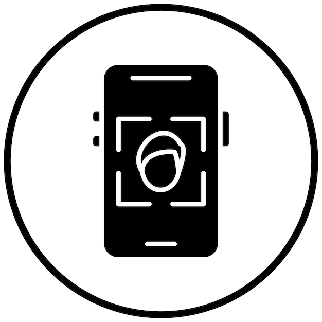 Diseño vectorial Estilo del icono de escaneo facial móvil
