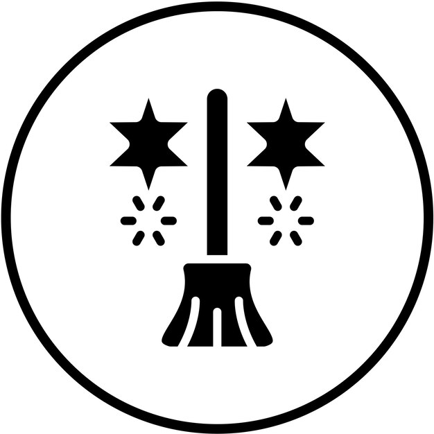 Diseño vectorial Estilo del icono de la escoba mágica