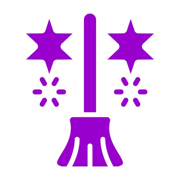 Diseño vectorial Estilo del icono de la escoba mágica