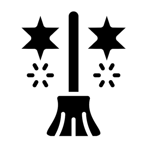 Diseño vectorial Estilo del icono de la escoba mágica