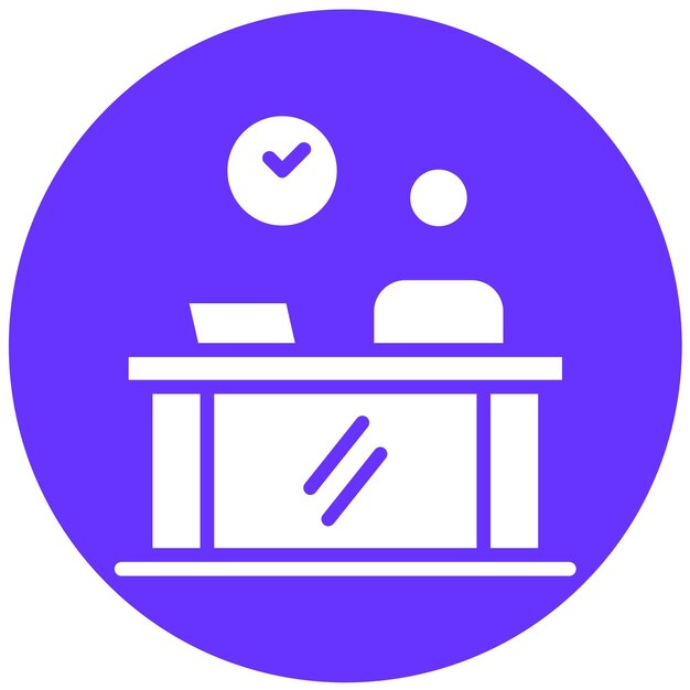 Diseño vectorial Estilo del icono del escritorio de recepción