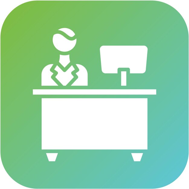 Diseño vectorial Estilo del icono del escritorio de recepción