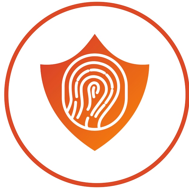 Diseño vectorial del estilo del icono del escudo de huellas dactilares