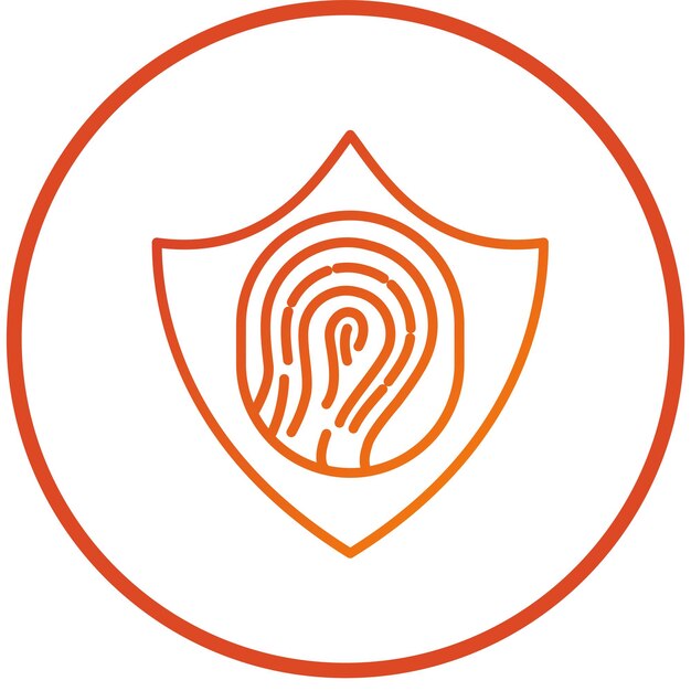 Diseño vectorial del estilo del icono del escudo de huellas dactilares