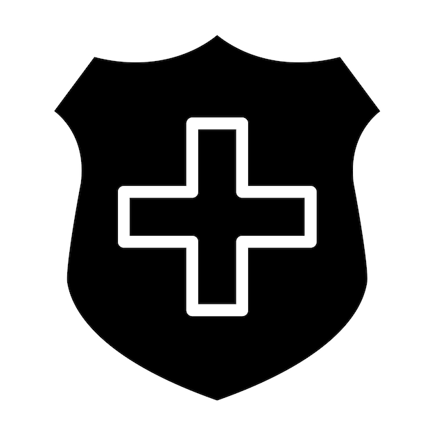 Diseño vectorial Estilo del icono del escudo médico