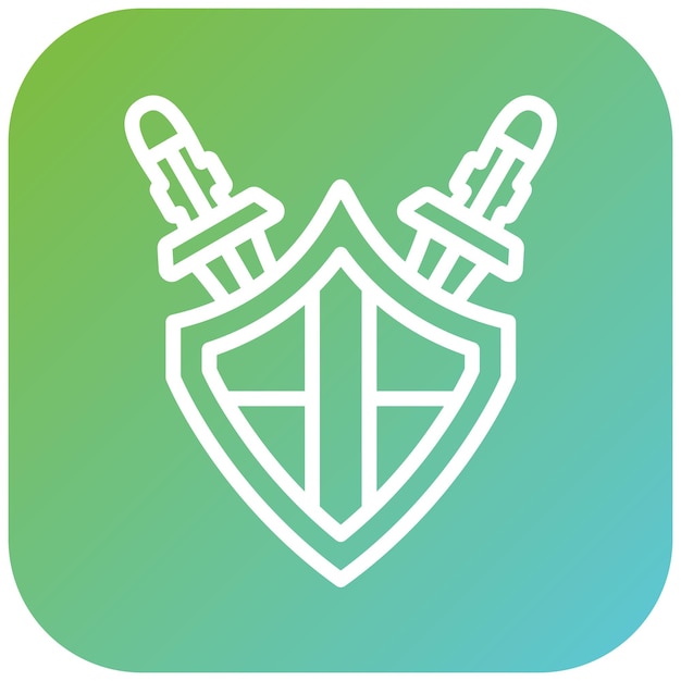 Diseño vectorial Estilo del icono de la espada del escudo