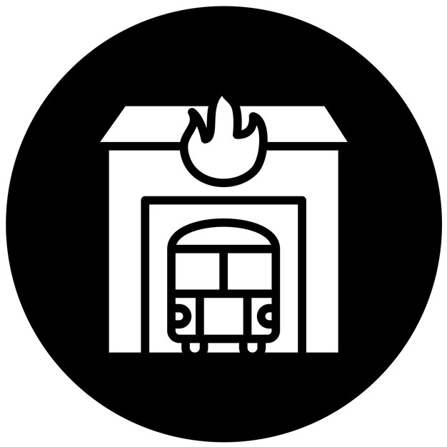 Diseño vectorial Estilo del icono de la estación de bomberos