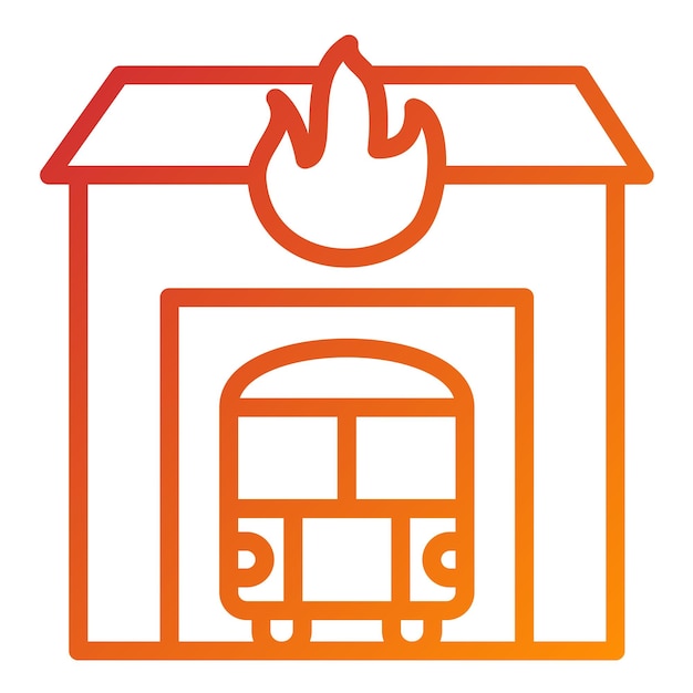 Diseño vectorial Estilo del icono de la estación de bomberos