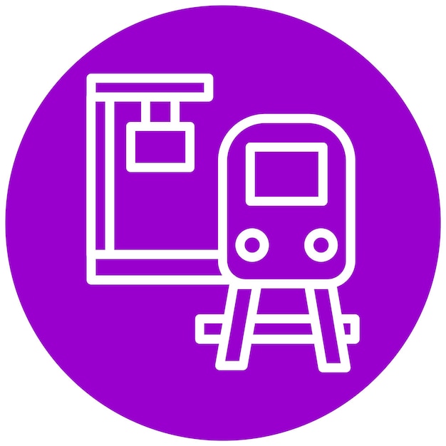 Diseño vectorial Estilo del icono de la estación de tren