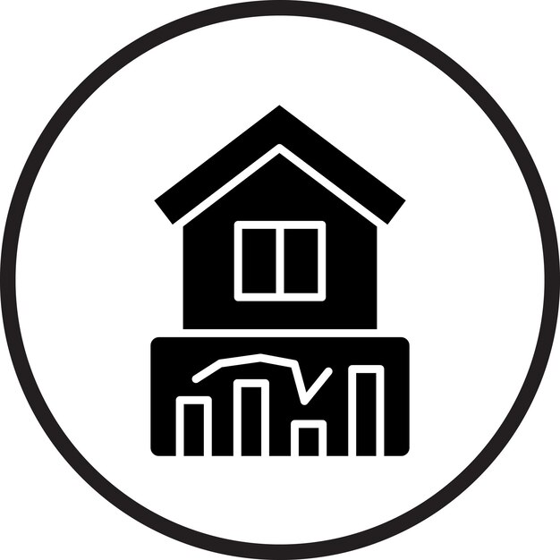 Diseño vectorial Estilo del icono de las estadísticas de la casa