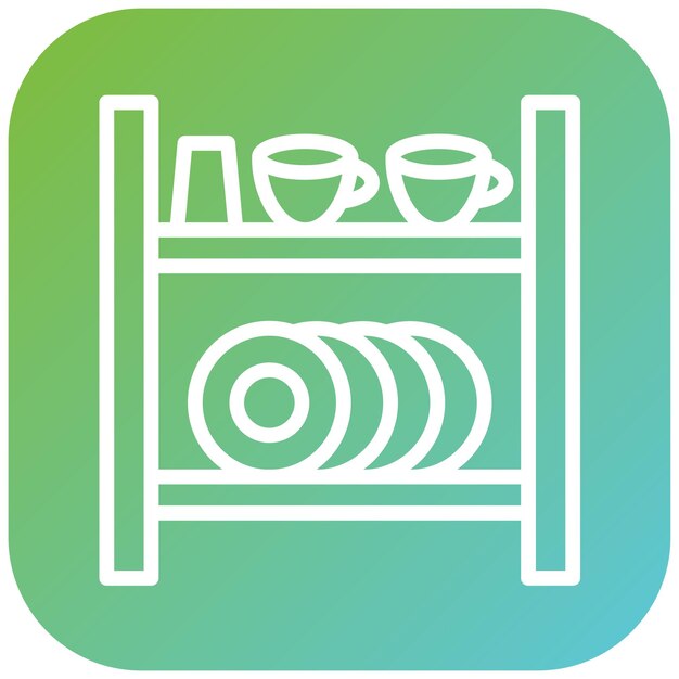 Diseño vectorial Estilo de icono del estante de platos