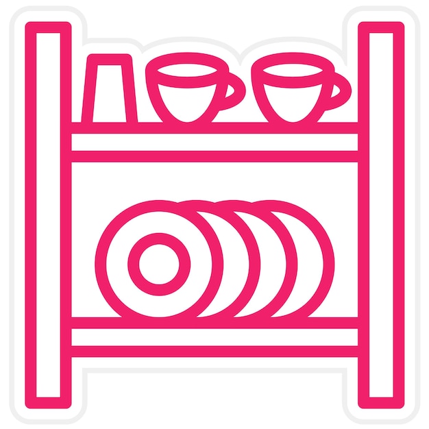 Diseño vectorial Estilo de icono del estante de platos
