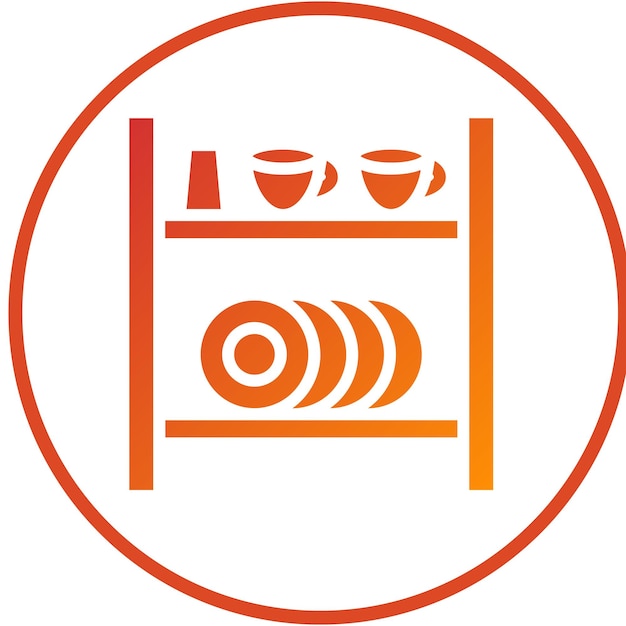 Diseño vectorial Estilo de icono del estante de platos