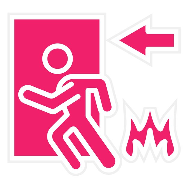 Diseño vectorial Estilo del icono de evacuación de emergencia