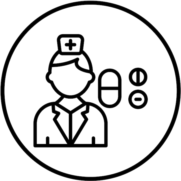 Diseño vectorial Estilo del icono del farmacéutico